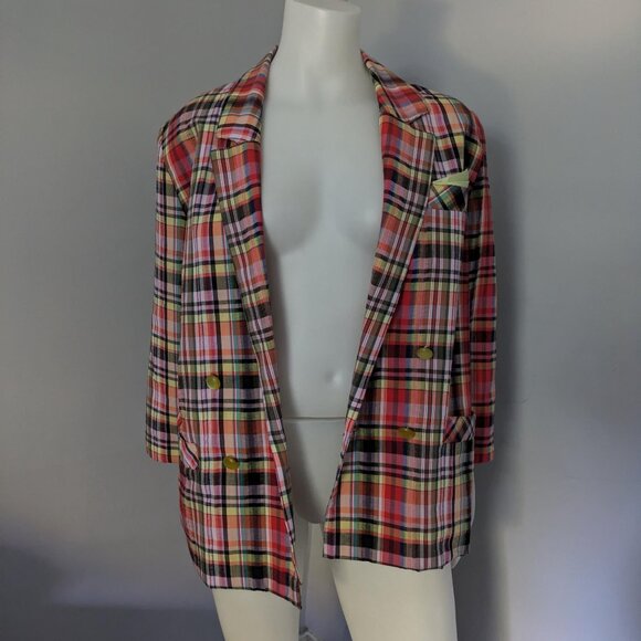 Vintage Colourful Plaid Blazer - 1980's style - Picture 4 of 6